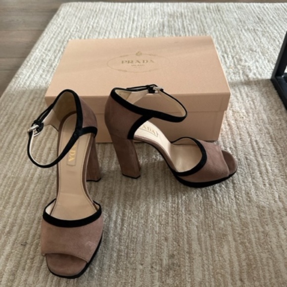 PRADA - ROSE PINK SUEDE ANKLE STRAP HEELS (SIZE 37.5 EU/ 7.5 US) (ORIG $720) - Picture 3 of 15